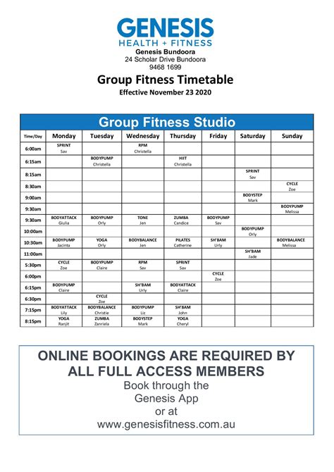 genesis gym ferntree gully|Gym Timetables